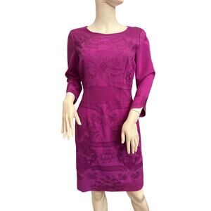 Antonio Melani Embroidered Fuchsia Sheath Dress Size 4